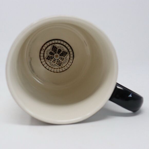 Anthropologie Mosaic Style Mug Featuring Letter C Black White Gold Leaf - Picture 5 of 5